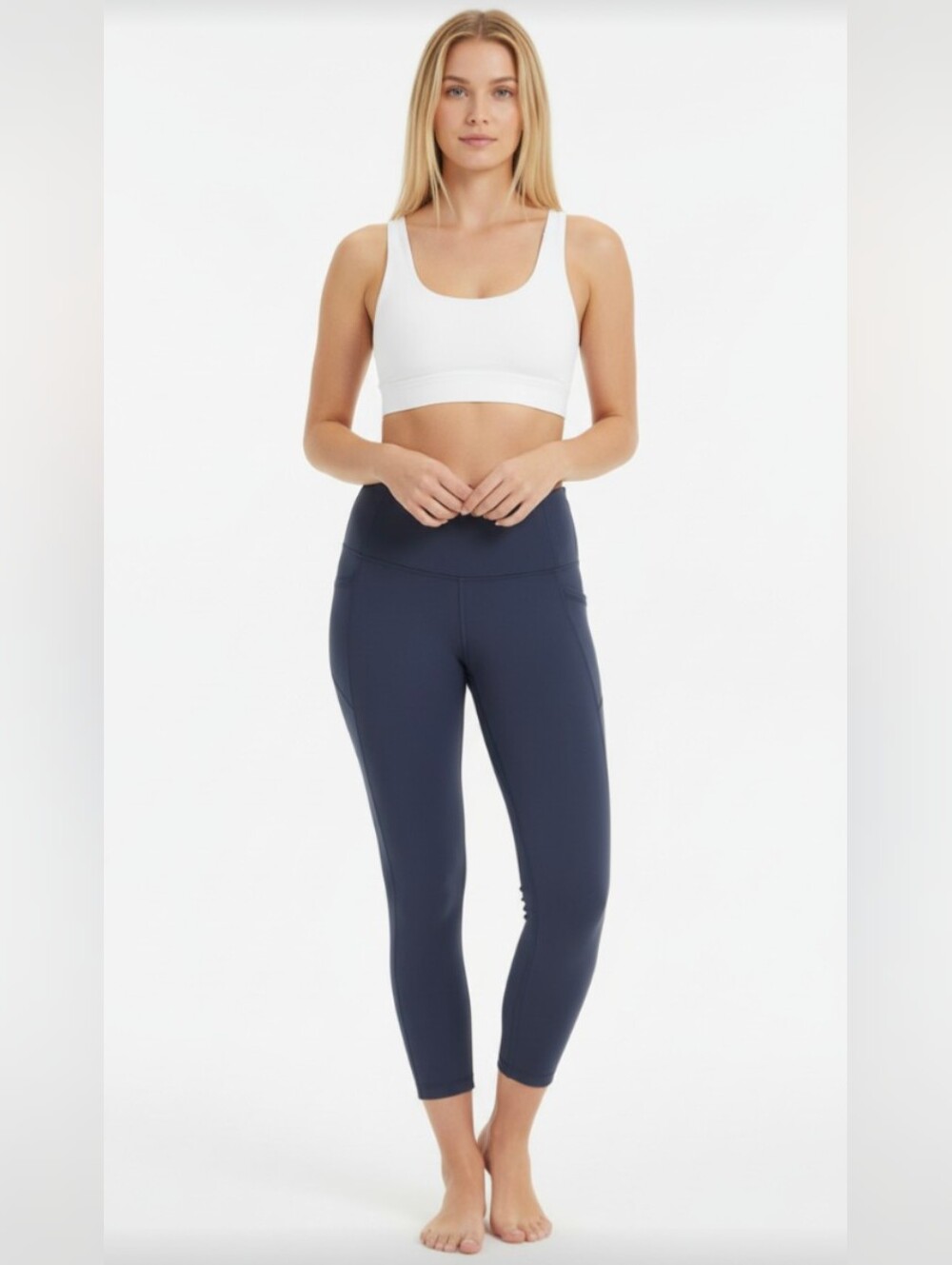 LULULEMON! OCEAN BLUE ULTRA STRETCH, WIDE WAISTBAND LOGO BACK LEGGINGS! SZ 2